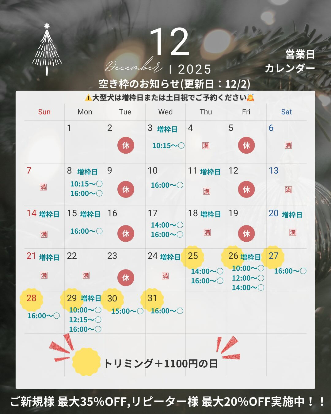 📢【トリミング空き枠のご案内】✂️✨